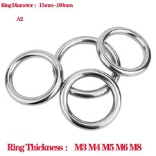 Stainless Steel Round Rings Heavy Duty Solid Metal O Ring Welded Smooth 15 100mm