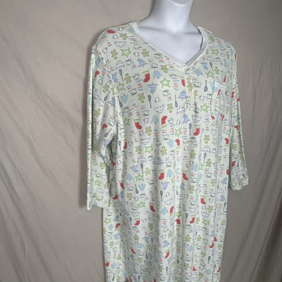 Karen Neuberger 3X Camisón Largo para Hornear Galletas de Navidad Camisa de Vacaciones Foto 2 de 4