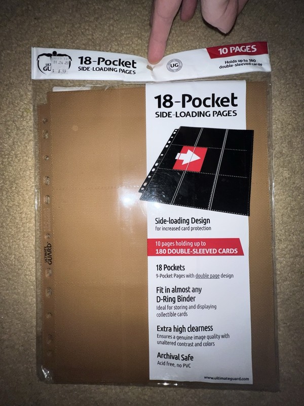 Pack / 10  Brown Double Sided 18 Pocket Side Loading Trading Card Album Pages