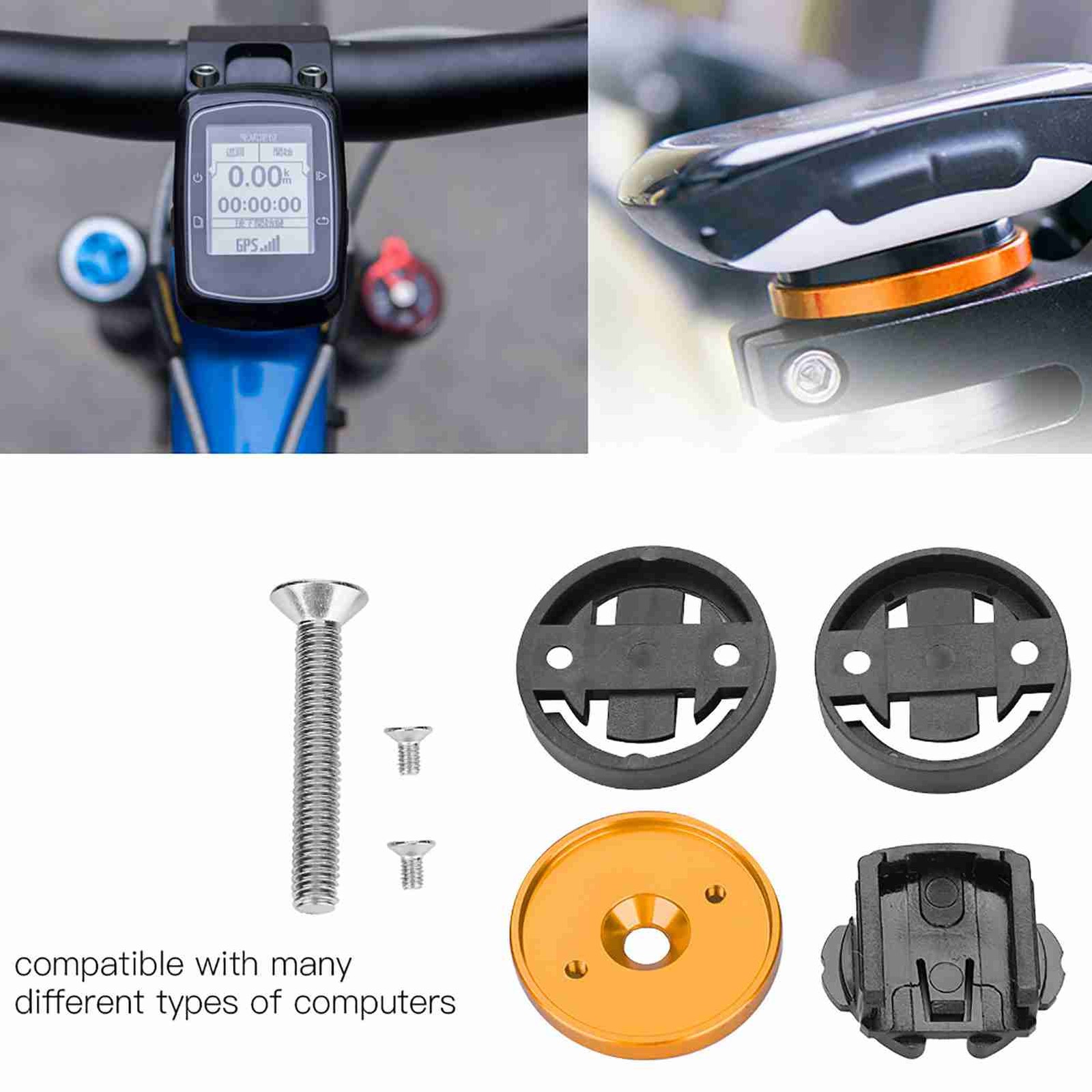 (Gold)Mountain Road Bike Computer Holder Stem Top Cap Stopwatch GPS Speedom CU.