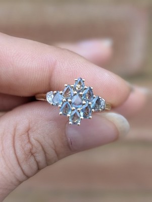 Ring 9 kt Gelbgold natürlicher Alexandrit und Diamant Größe T