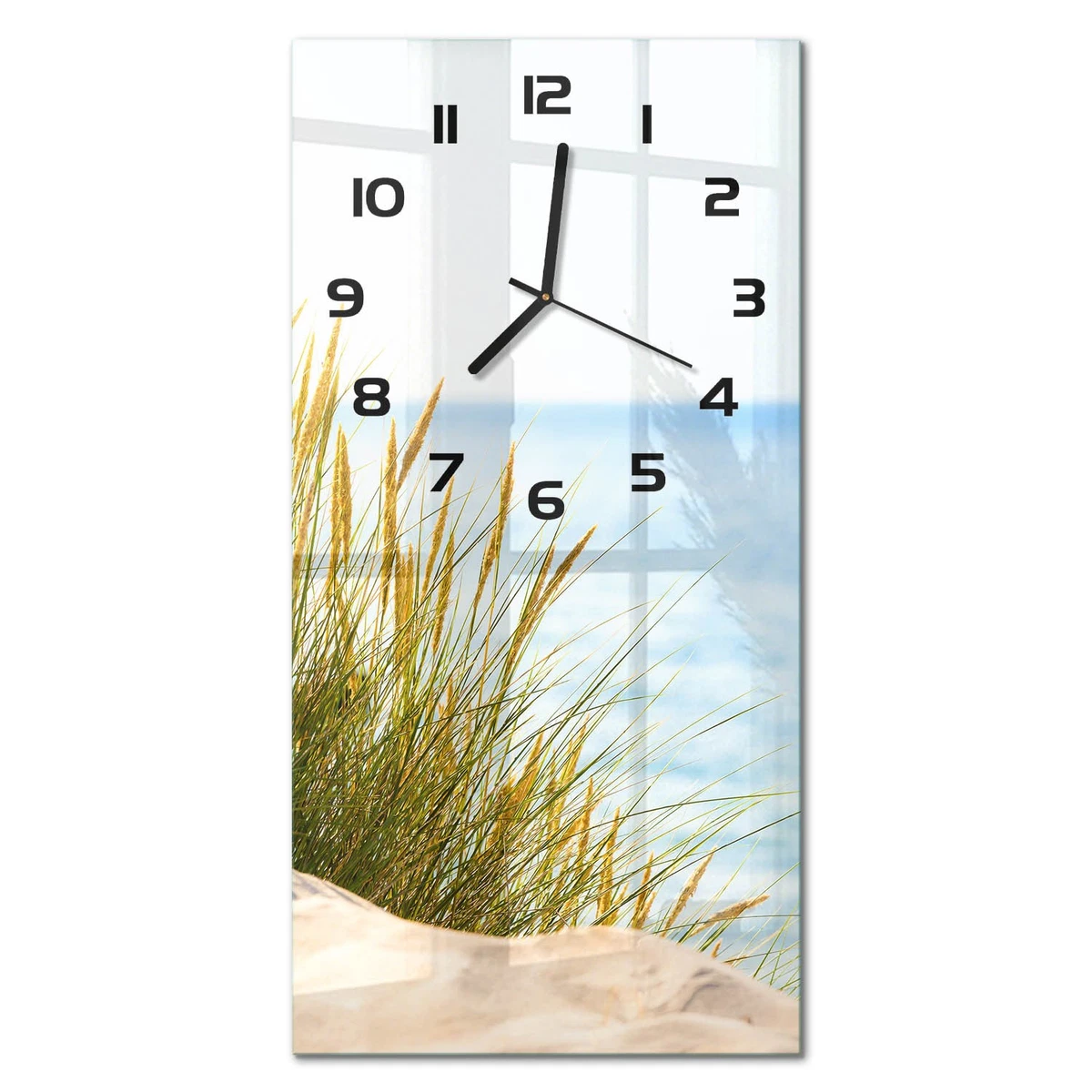 Reloj de Pared Rectangular Cristal Templado Silencioso Dunas Costeras 30x60 cm