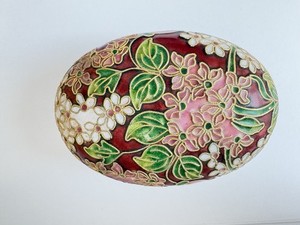 Enamel oval trinket music box San Francisco Music Box Company