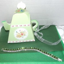 Rhinestone Fashion Jewelry GREEN BRACLET Teapot Gift Box #5