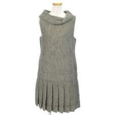CHANEL One-piece Dress Wool Size 38 Khaki Cowl Neck Sleeveless Women's Clothing