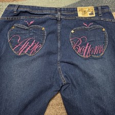 Vtg Apple Bottom Jeans Y2K Embellished Faded Nelly Low Rise Skinny Blue Size 22