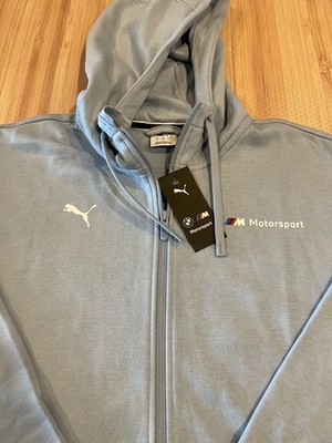 NEW Puma BMW Motorsport Blue Wash Hoodie Sweater Full Zip Hooded Jacket Men's L