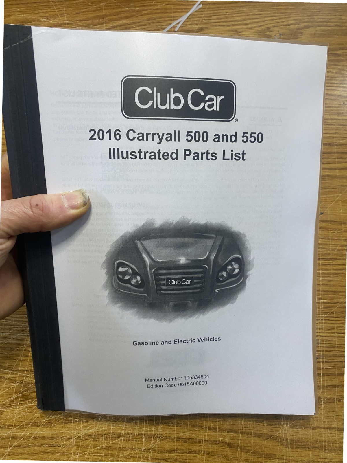 2016 Gas & Electric Illustrated Parts List Manual Club Car Carryal 500 550 C4604