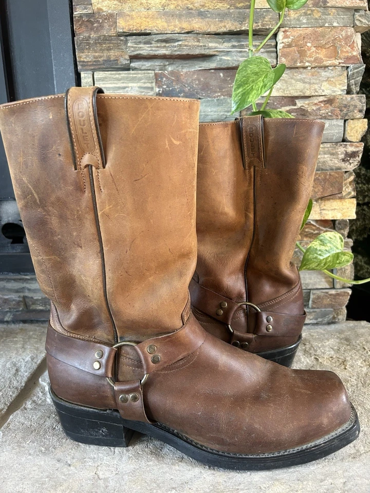 Men’s BOULET Brown Leather Square Toe Harness Bike Boot 11 W - Image 3 of 4