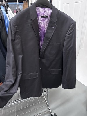 Stone Rose Blazer Size 54 In Black Sheen With Purple Lining