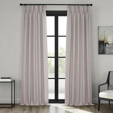 Faux Linen Room Darkening Curtains for Bedroom 96 Inches Long 1 Panel - French
