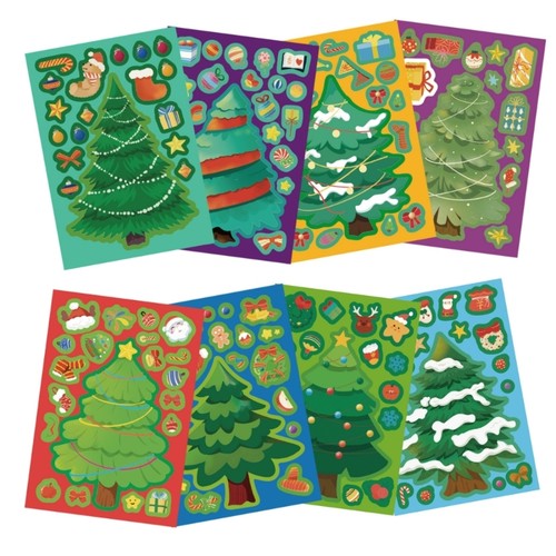 Holiday Puzzle Stickers For Tablets 24PCs Christmas Tree PVC Decals Removable - Picture 4 of 8