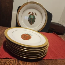 SET OF 8 Gold Buffet Royal Gallery Imperial Egg Plates Salad Desert 8.5" 1991 VT