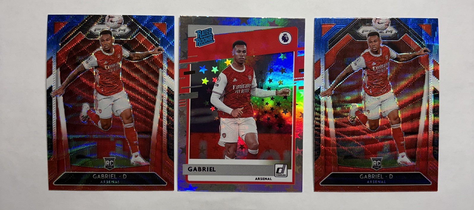 GABRIEL 2020-21 PANINI PRIZM PREMIER LEAGUE RED WHITE BLUE PRIZM RC 35 ARSENAL