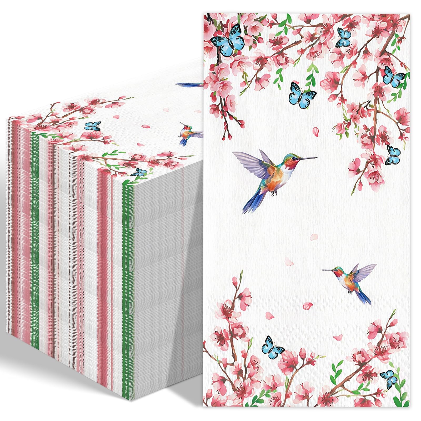 S, Paper Guest Towels 50 Pink Flower Birds