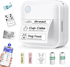 Label Maker Machine with Tape - Mini Sticker Printer Bluetooth Label Printer for