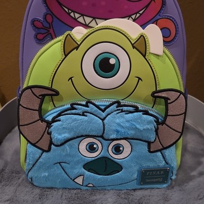 Loungefly Monsters, Inc. Mini Faux Leather Backpack Mike Wazowski & Sulley Zip