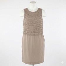 3.1 Phillip Lim Dress Womens 6 Taupe Silk Soutache Embroidered Shift Sleeveless