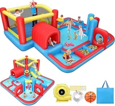 Party Inflatable Waterslide House for Backyard with Air BlowerBest Birthday Gift