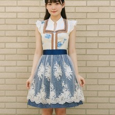 New Small Oktoberfest Blue Floral Lace Dirndl Dress Bavarian German Trachten