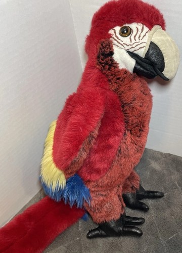 Peluche pupazzo a mano Folkmanis rosso scarlatto ara pappagallo uccellino 16" - Foto 4 di 10