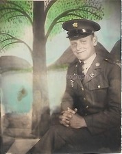 TINTED 1940's SOLDIER WW2 Era FOUND PHOTOGRAPH Color Portrait ORIGINAL 63 41 A