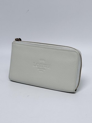 Loewe Heritage Logo Zip Around Long Wallet Off White JD020LE