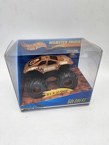 Vintage 2000 HOT WHEELS Monster JAM Truck GOLDBERG  Rev N' Go Power Mattel *NEW*