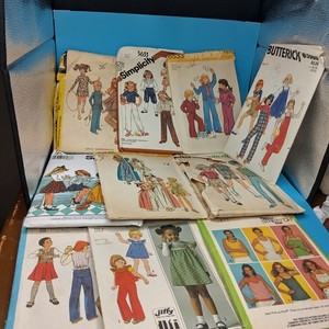 Vintage Sewing Pattern Lot Simplicity Butterick Girls Kids Retro 1970s 1980s...