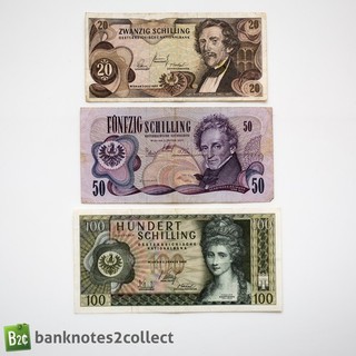 AUSTRIA: Set of 3 Austrian Schillings Banknotes.