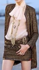 CHANEL Luxe Gold Metallic Black Jacket FR 42 Runway 2010 Cruise Collection