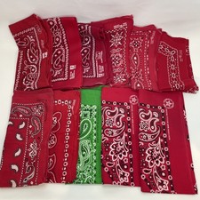 11 Vintage USA Hankies Red Bandanas Handkerchiefs 60-80s Fast Color 100 Cotton