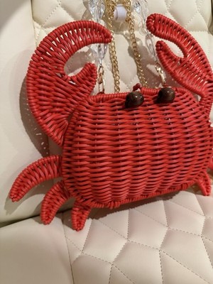 NWT Tommy Bahama Red Crab-Shaped Woven Bag