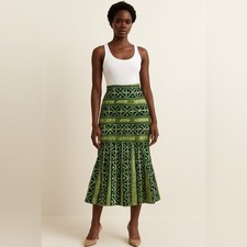 African Ankara Fit and Flare Traditional Wax Print Skirt from Nigeria L/XL