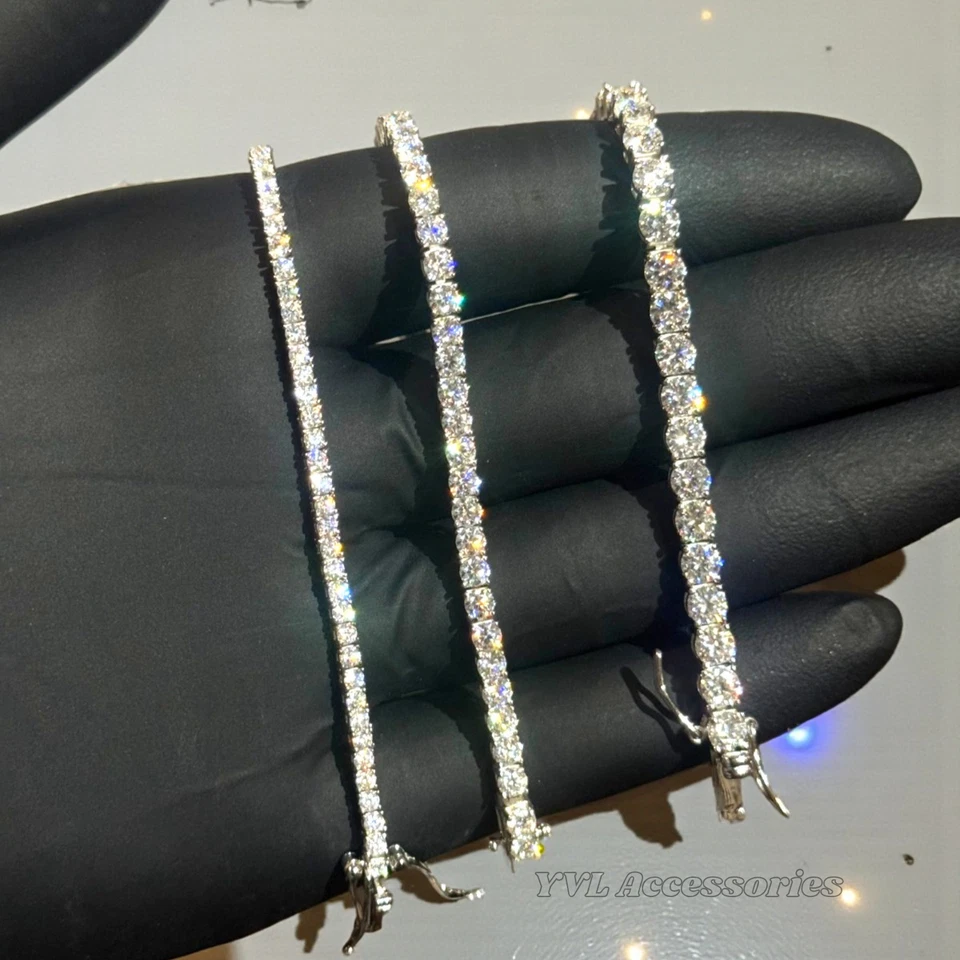 Pulsera Tenis Moissanite 4mm - VVS1 HELADO - Certificado GRE + Pasa Probador ✅ Foto 3 de 4