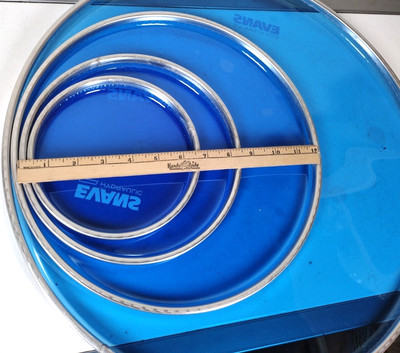 EVANS Hydraulic Lot of 5 Drum Heads Clear Blue New Unpackaged 6'' 8'' 12'' 18'' USA