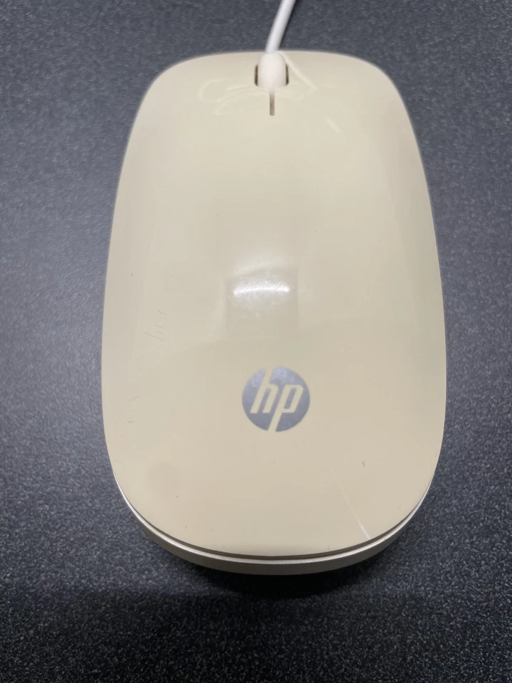 HP White Lifestyle White Wired USB Optical Mouse MODEL TPC-P001M 2 Button Scroll - Image 2 of 4