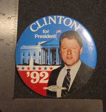 Botón fotográfico Clinton para presidente Casa Blanca 1992 campaña electoral hecho por la Unión