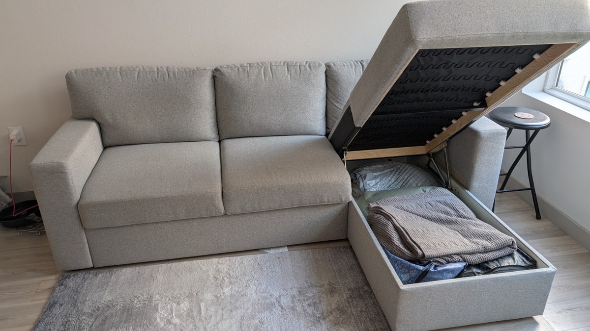 IKEA BARSLOV 3 Seat Sleeper Sofa With Chaise Grey | eBay