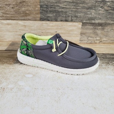 Hey Dude Wally Funk Game On Boys Loafer Shoes Sz 13 Charcoal Multi Round Toe