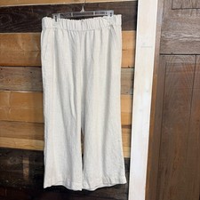 Talbots Womens Wide Leg Linen Pants Elastic Waist Medium Lagenlook