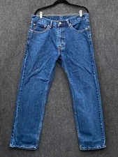 Levi's 505 Mens W36 L30 Regular Fit Straight Jeans Blue Denim Mid Rise Zip Fly