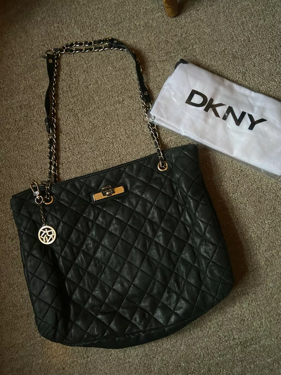 DKNY Donna Karan NY, Shiny Black Purse, Chain Strap - Etsy