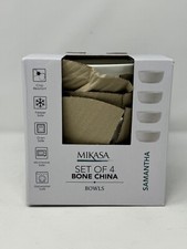 MIKASA Samantha White Bone China 6" Cereal Soup Bowls Set of 4 NIB oven safe HTF