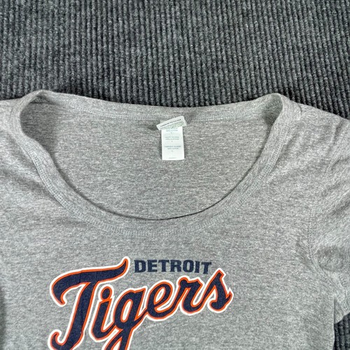 Detroit Tigers T Shirt Womens Large L Gray Short Sleeve MLB Baseball Soft Casual - Picture 7 of 14