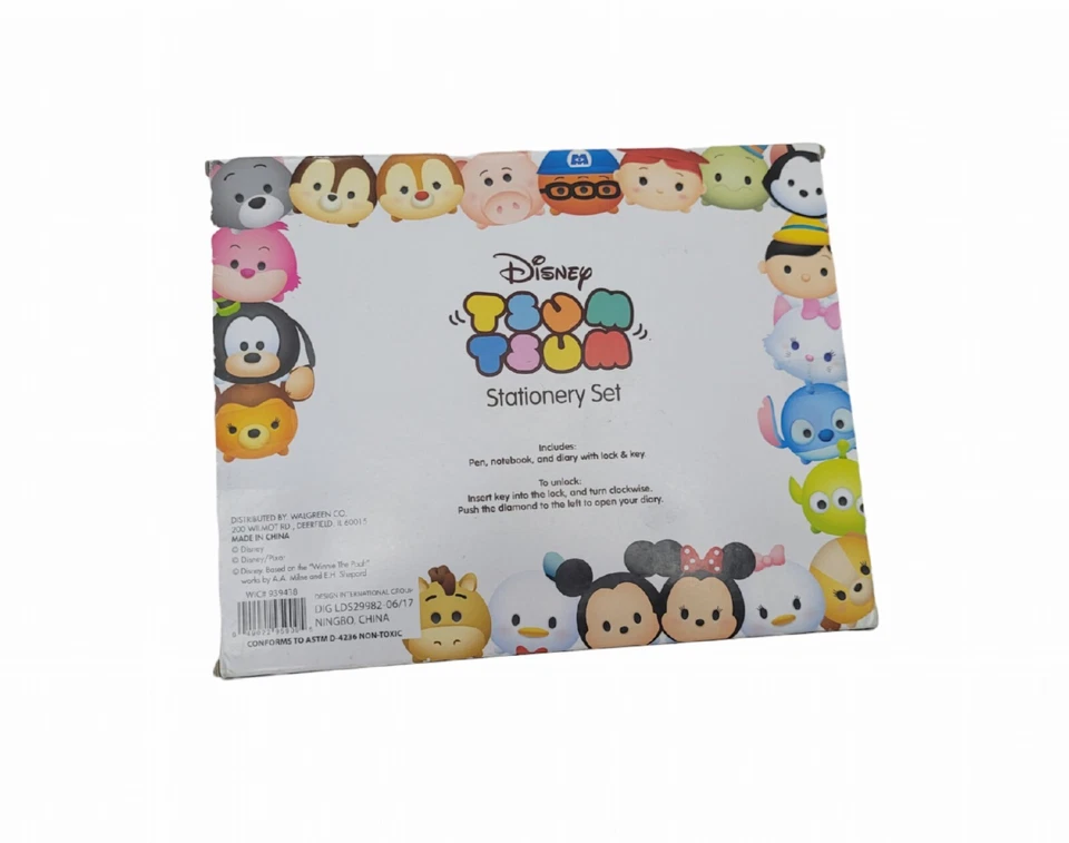 Disney Tsum Tsum Stationary Set Diary w/ Lock, Pen & Notebook 2016 Damaged Box - Image 2 of 4
