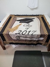 CLASS OF 2017 GRADUATION WOVEN JACQUARD THROW BLANKET 50"X60" / sn2270 R2
