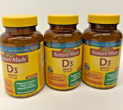 (3) Nature Made Vitamin D3 2000 IU Supports Immune Health - 220 Tablets 05/2024+