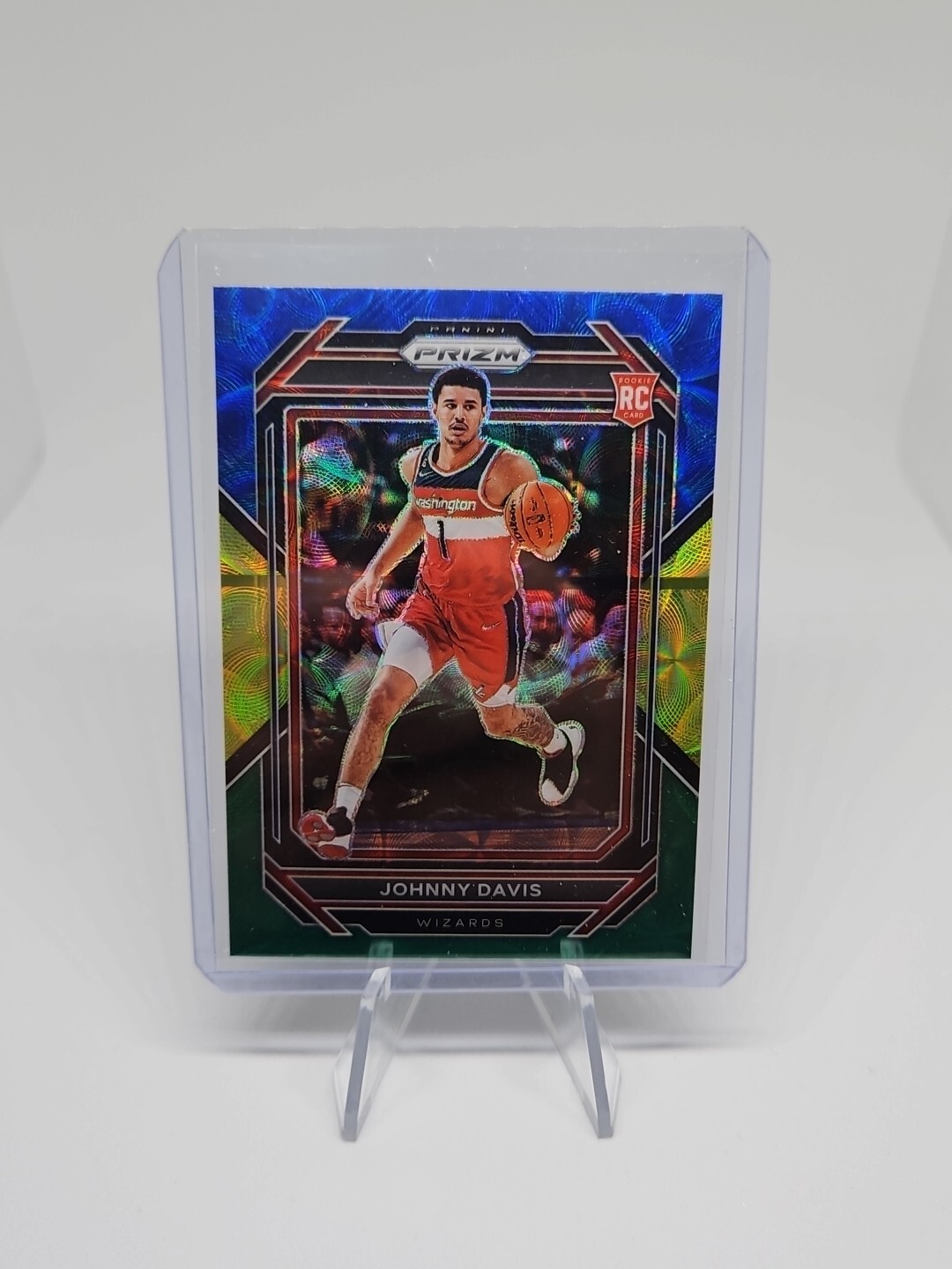 2022-23 Panini Prizm Choice Johnny Davis Blue Yellow Green RC #231 Wizards