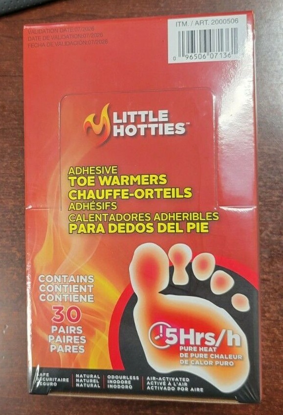 30 Pair Little Hotties Adhesive Toe Foot Warmer Pure Heat Air